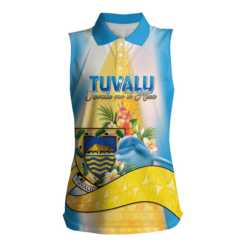 Personalised Tuvalu Independence Day Women Sleeveless Polo Shirt Tuvalu Mo Te Atua - Polynesian Pride