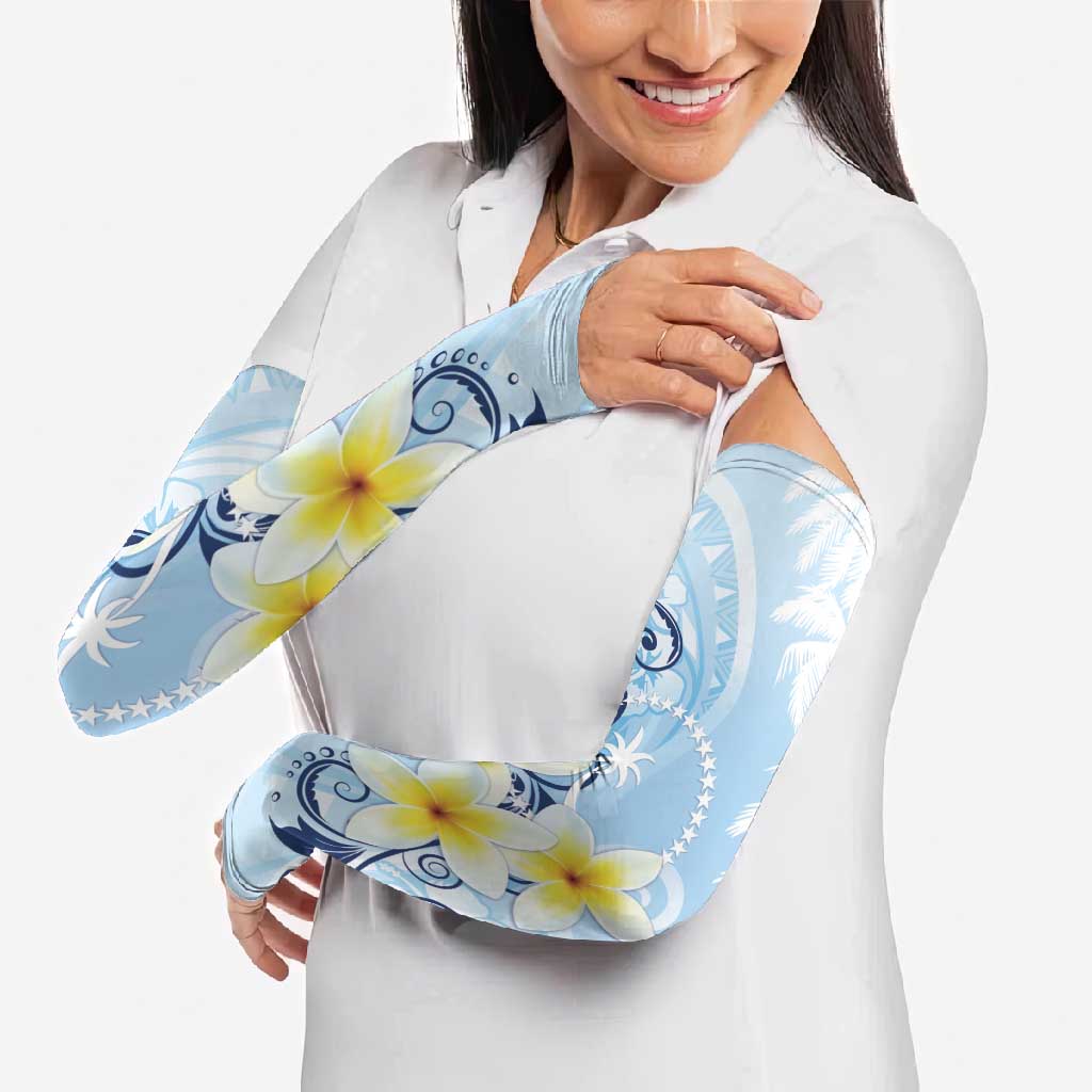 FSM Chuuk Constitution Day Arm Sleeves Polynesian Curves Plumeria - Polynesian Pride