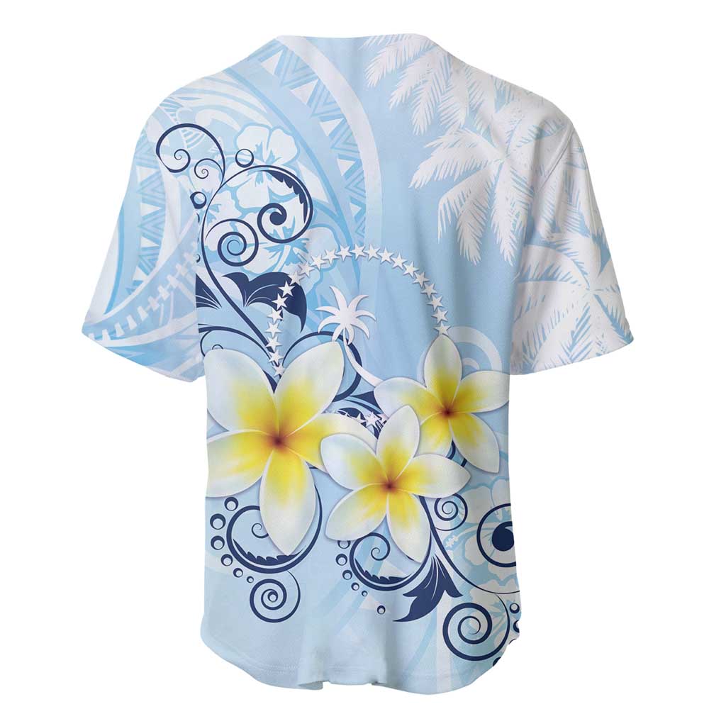 FSM Chuuk Constitution Day Baseball Jersey Polynesian Curves Plumeria - Polynesian Pride