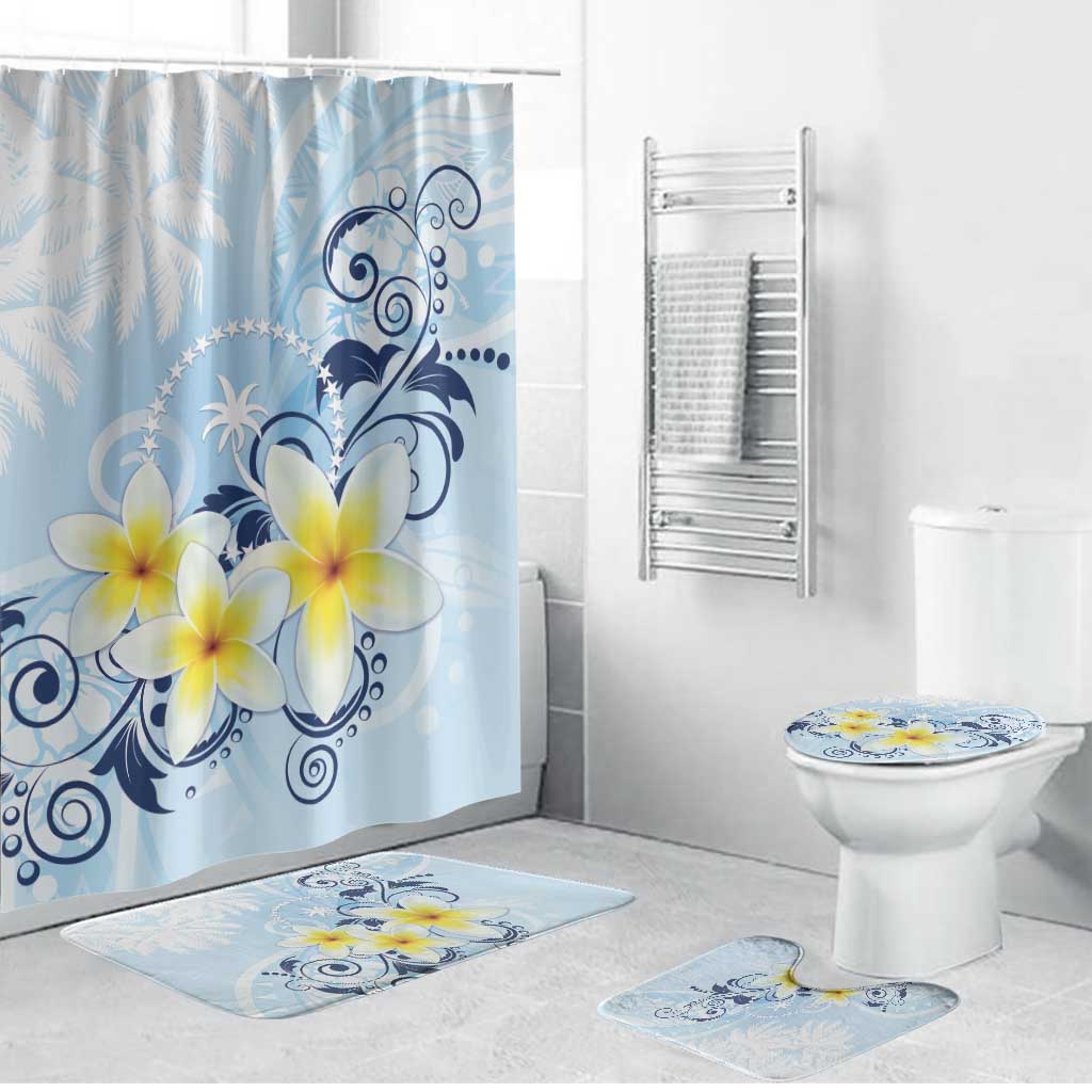 FSM Chuuk Constitution Day Bathroom Set Polynesian Curves Plumeria - Polynesian Pride