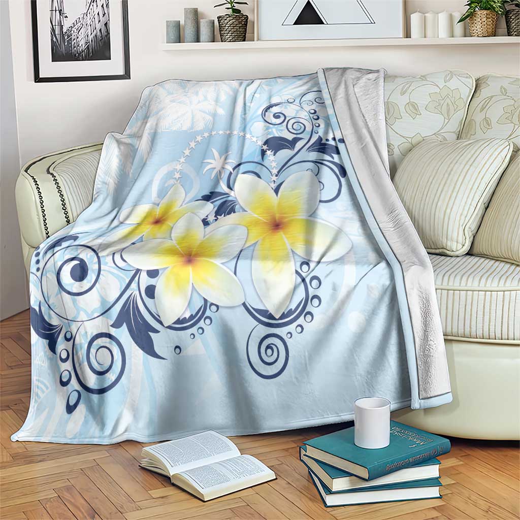 FSM Chuuk Constitution Day Blanket Polynesian Curves Plumeria - Polynesian Pride