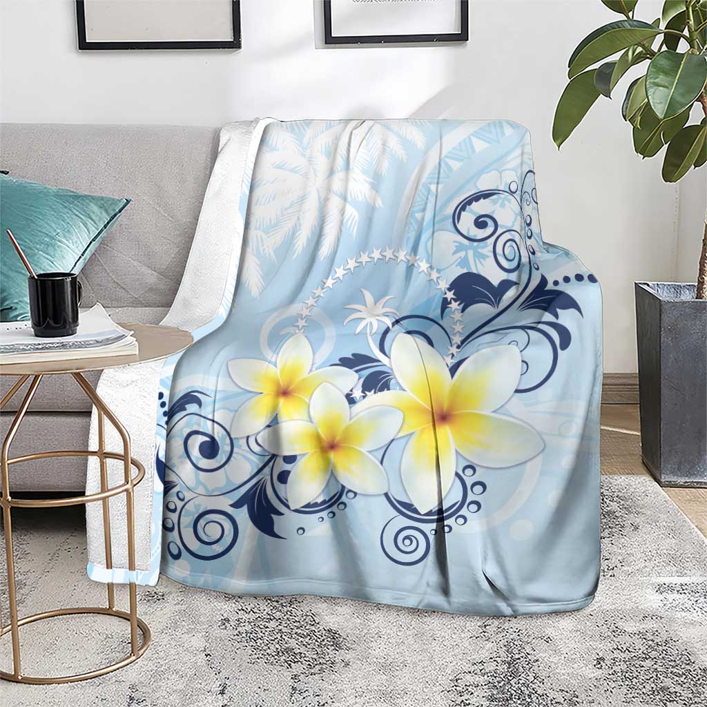 FSM Chuuk Constitution Day Blanket Polynesian Curves Plumeria - Polynesian Pride