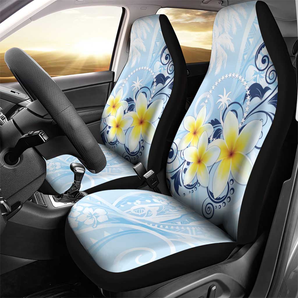 FSM Chuuk Constitution Day Car Seat Cover Polynesian Curves Plumeria - Polynesian Pride