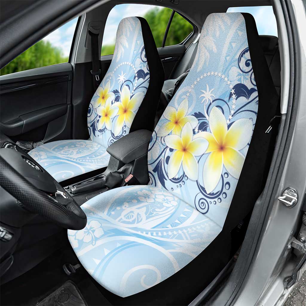 FSM Chuuk Constitution Day Car Seat Cover Polynesian Curves Plumeria - Polynesian Pride