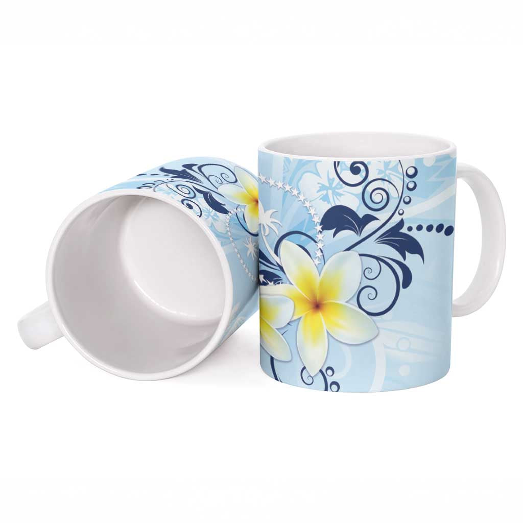 FSM Chuuk Constitution Day Ceramic Mug Polynesian Curves Plumeria - Polynesian Pride