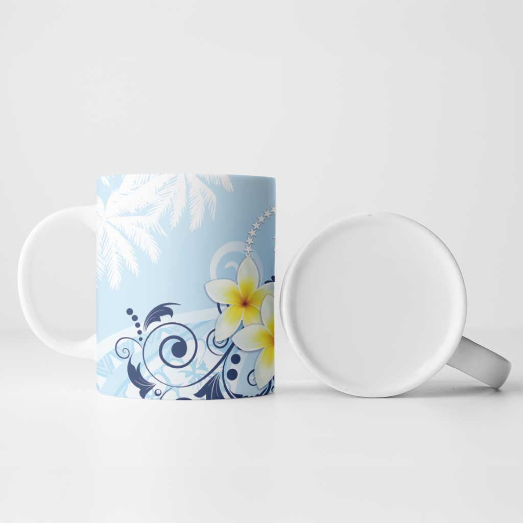 FSM Chuuk Constitution Day Ceramic Mug Polynesian Curves Plumeria - Polynesian Pride