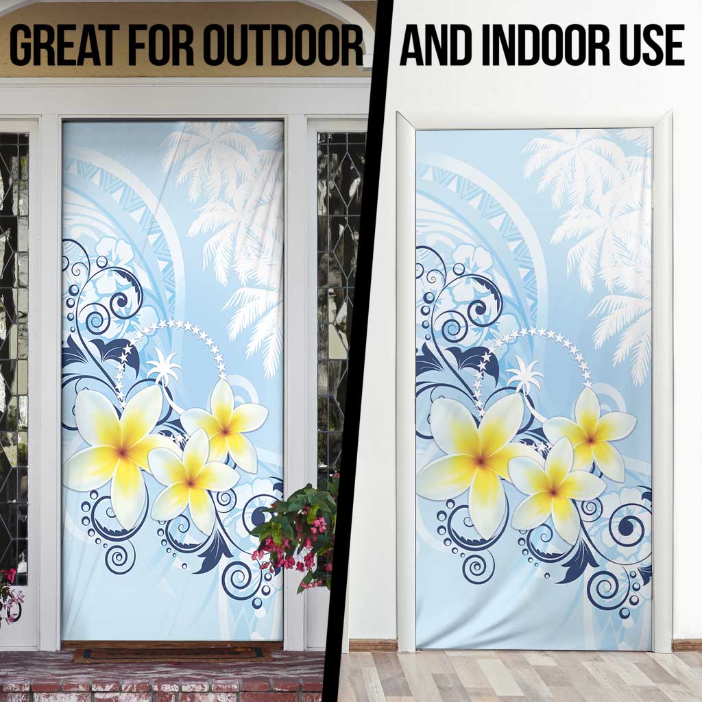 FSM Chuuk Constitution Day Door Cover Polynesian Curves Plumeria - Polynesian Pride