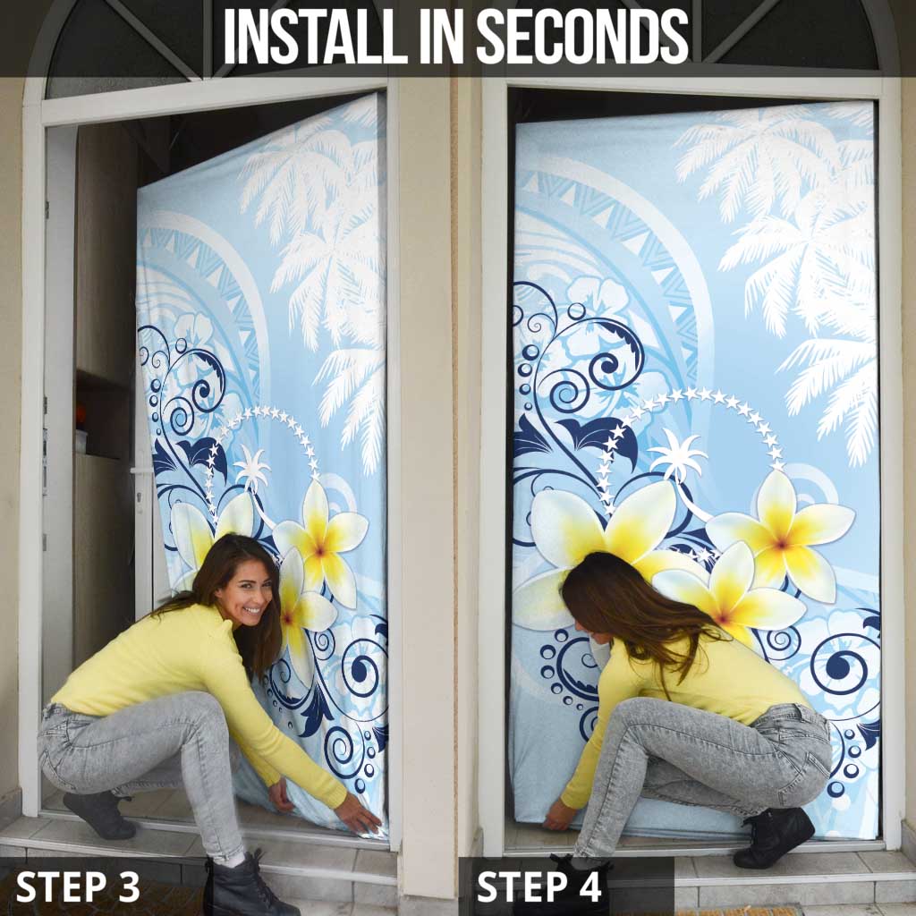 FSM Chuuk Constitution Day Door Cover Polynesian Curves Plumeria - Polynesian Pride