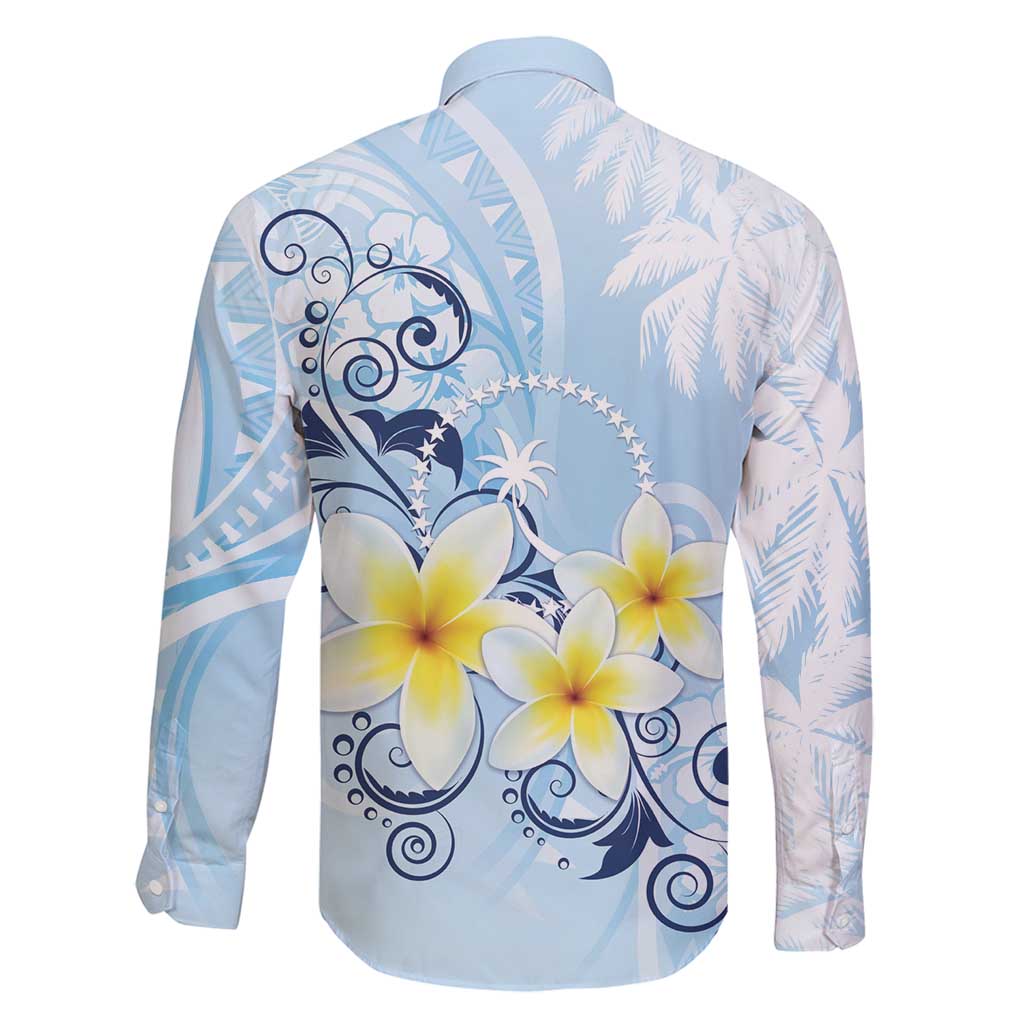 FSM Chuuk Constitution Day Family Matching Long Sleeve Bodycon Dress and Hawaiian Shirt Polynesian Curves Plumeria - Polynesian Pride