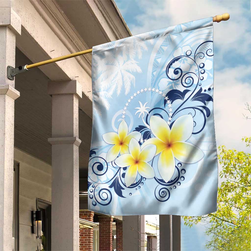 FSM Chuuk Constitution Day Garden Flag Polynesian Curves Plumeria - Polynesian Pride