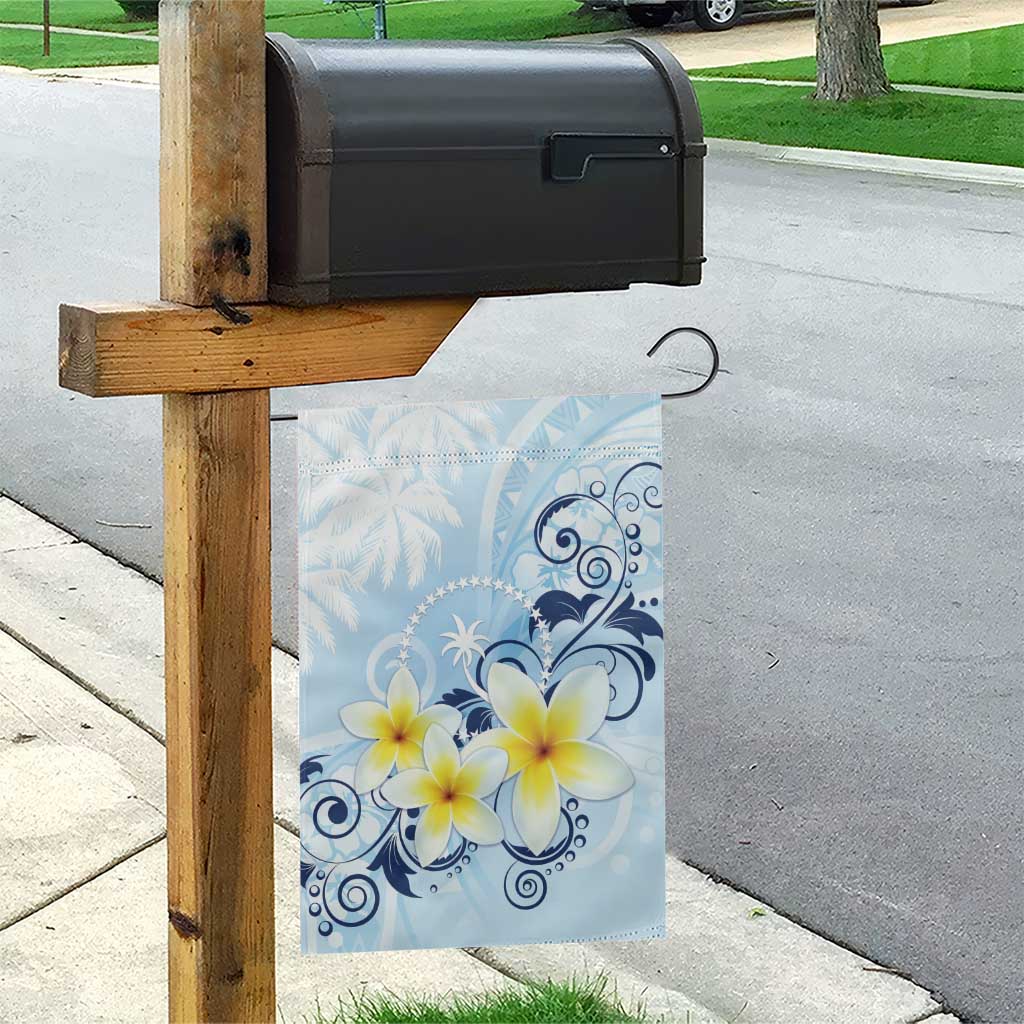 FSM Chuuk Constitution Day Garden Flag Polynesian Curves Plumeria - Polynesian Pride