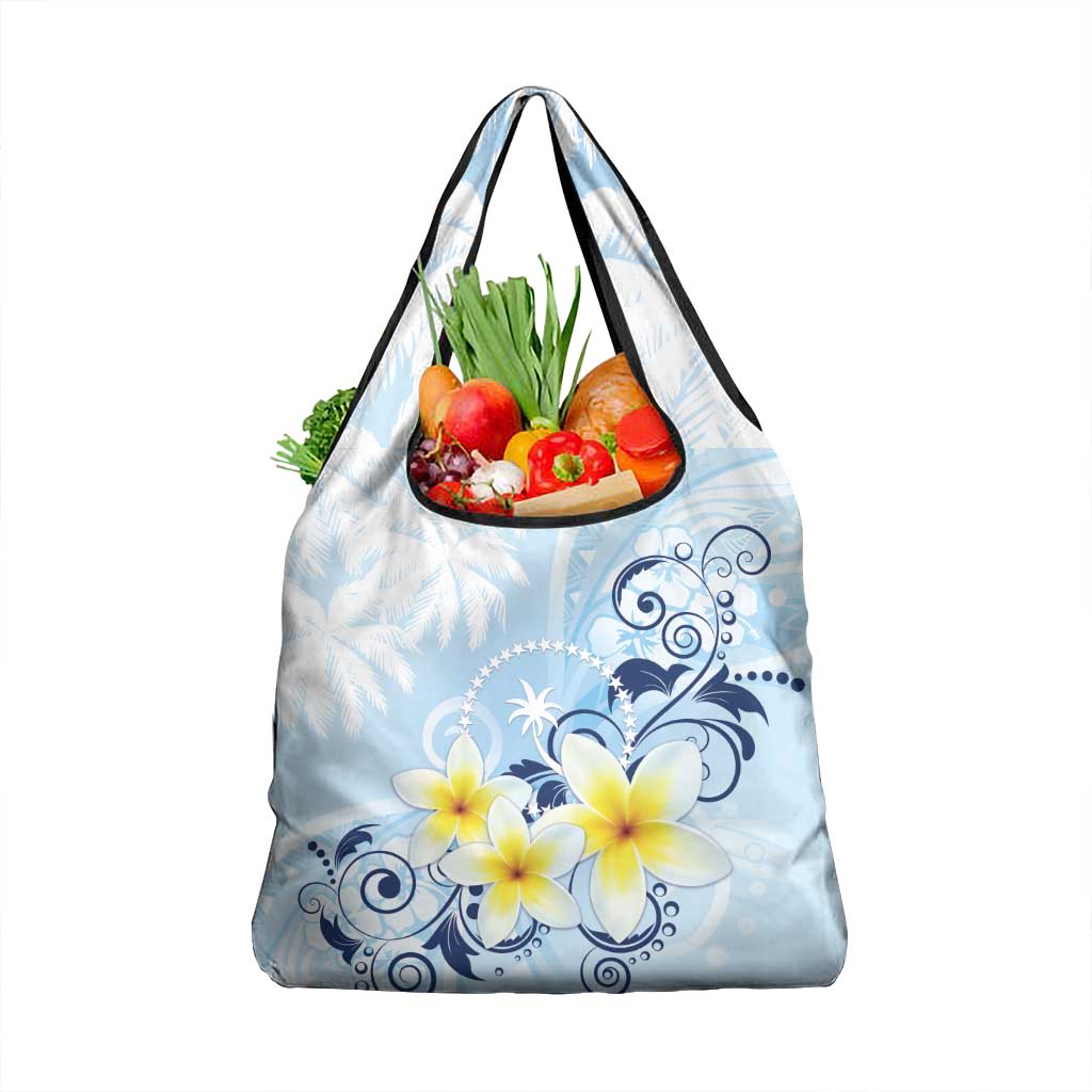 FSM Chuuk Constitution Day Grocery Bag Polynesian Curves Plumeria - Polynesian Pride