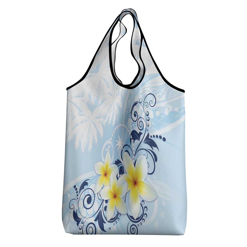 FSM Chuuk Constitution Day Grocery Bag Polynesian Curves Plumeria - Polynesian Pride