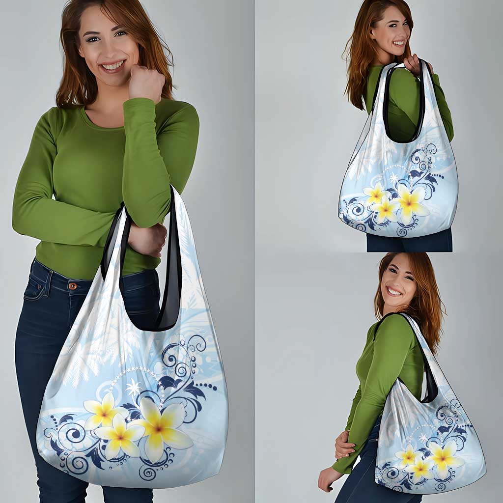 FSM Chuuk Constitution Day Grocery Bag Polynesian Curves Plumeria - Polynesian Pride