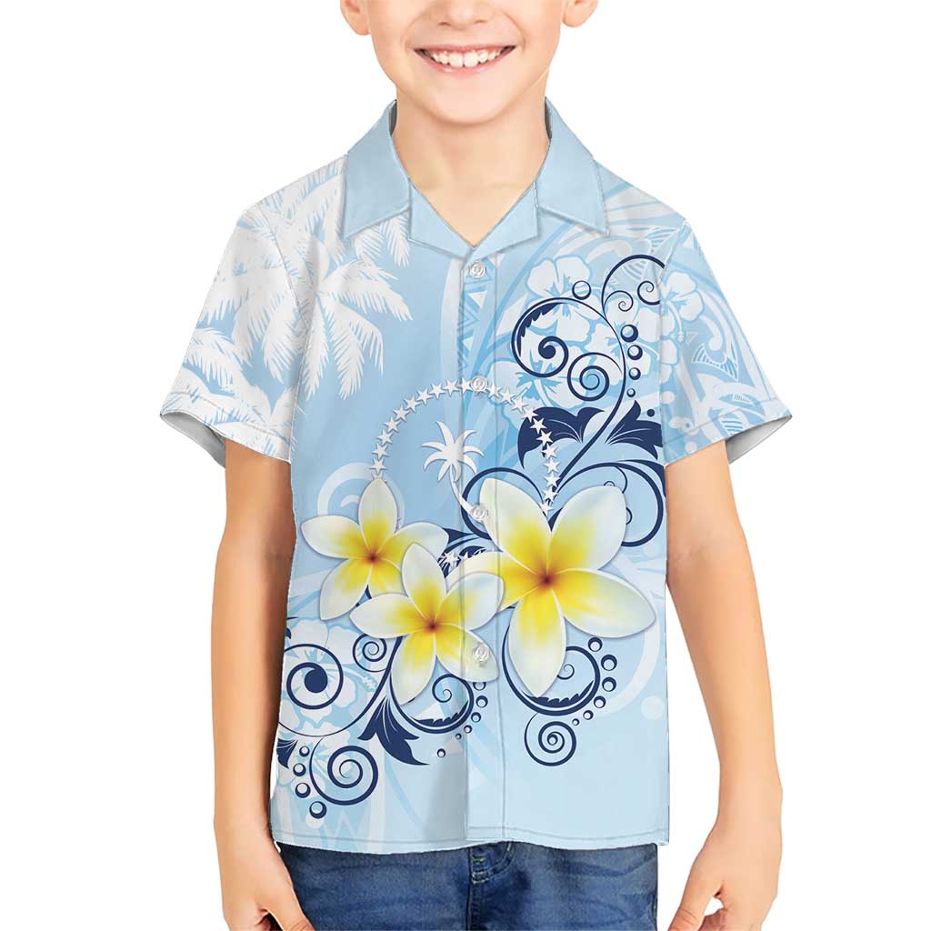 FSM Chuuk Constitution Day Hawaiian Shirt Polynesian Curves Plumeria - Polynesian Pride