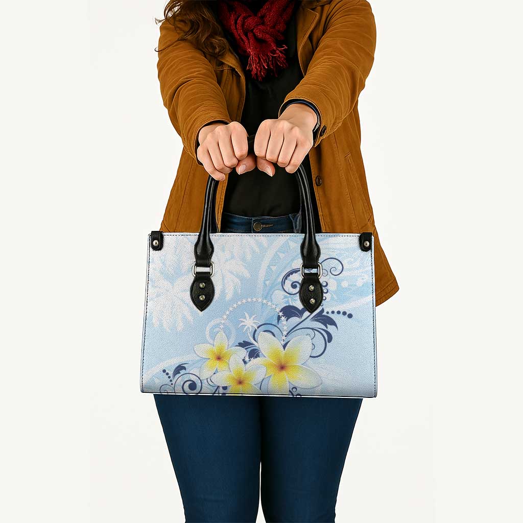 FSM Chuuk Constitution Day Leather Bag Polynesian Curves Plumeria - Polynesian Pride