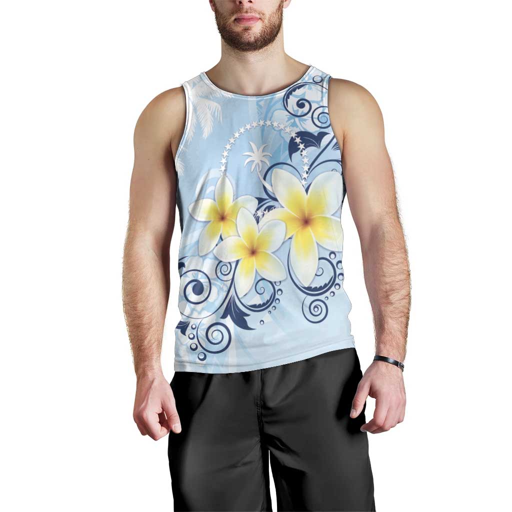 FSM Chuuk Constitution Day Men Tank Top Polynesian Curves Plumeria - Polynesian Pride