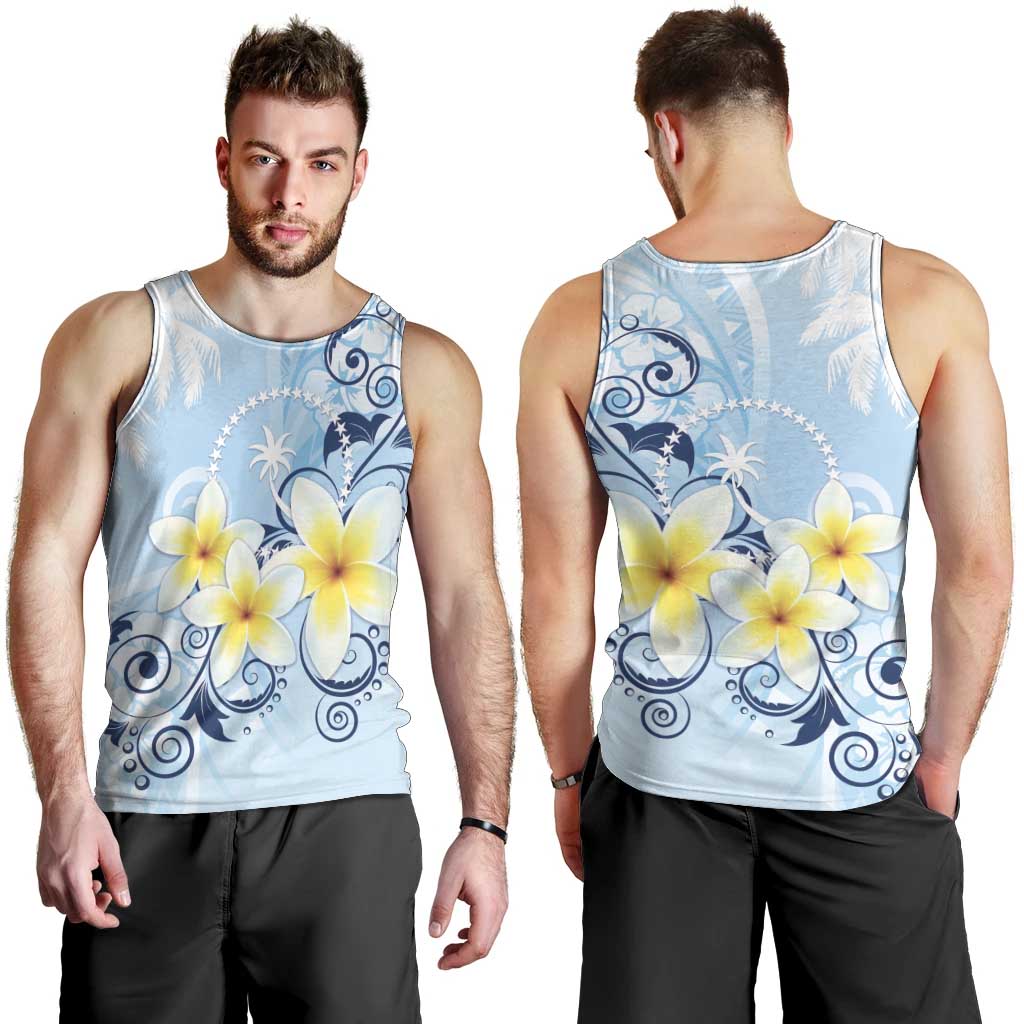 FSM Chuuk Constitution Day Men Tank Top Polynesian Curves Plumeria - Polynesian Pride