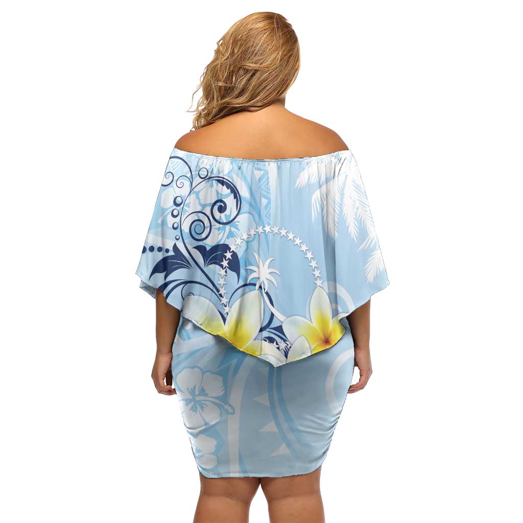 FSM Chuuk Constitution Day Off Shoulder Short Dress Polynesian Curves Plumeria - Polynesian Pride