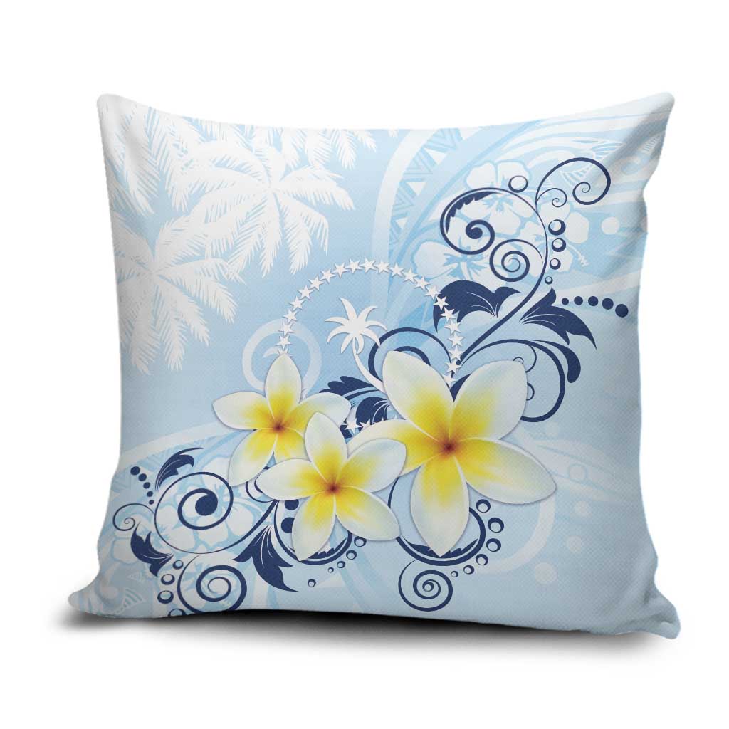 FSM Chuuk Constitution Day Pillow Cover Polynesian Curves Plumeria - Polynesian Pride