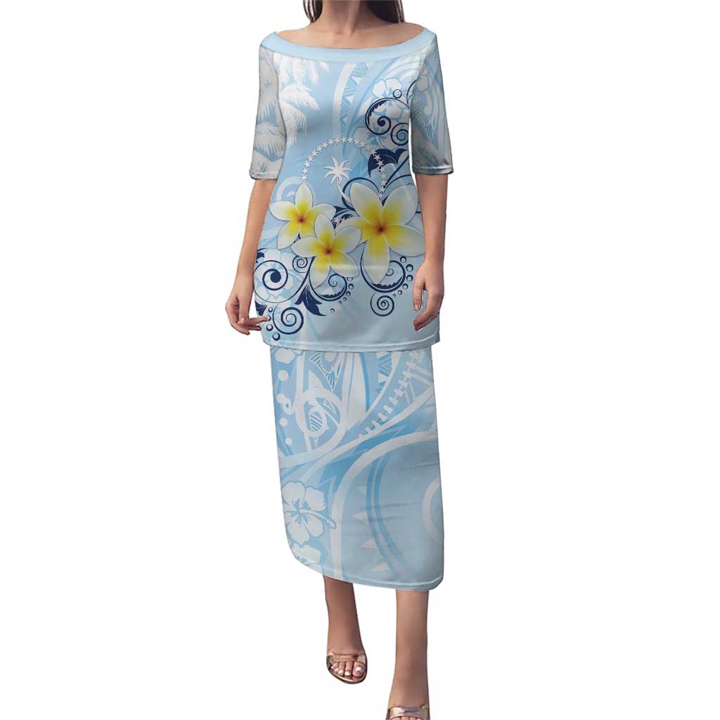 FSM Chuuk Constitution Day Puletasi Polynesian Curves Plumeria - Polynesian Pride