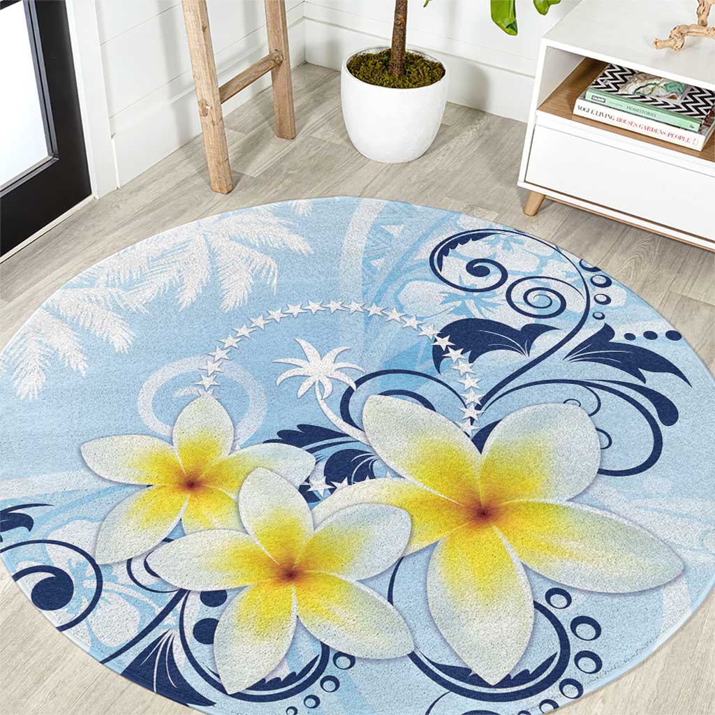 FSM Chuuk Constitution Day Round Carpet Polynesian Curves Plumeria - Polynesian Pride