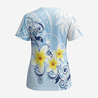 FSM Chuuk Constitution Day Scrub Top Polynesian Curves Plumeria - Polynesian Pride