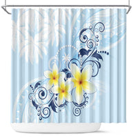 FSM Chuuk Constitution Day Shower Curtain Polynesian Curves Plumeria - Polynesian Pride