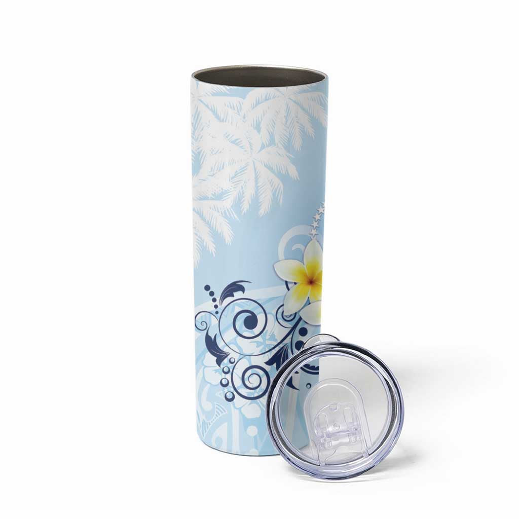 FSM Chuuk Constitution Day Skinny Tumbler Polynesian Curves Plumeria - Polynesian Pride