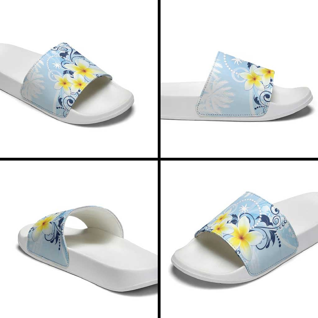 FSM Chuuk Constitution Day Slide Sandals Polynesian Curves Plumeria - Polynesian Pride