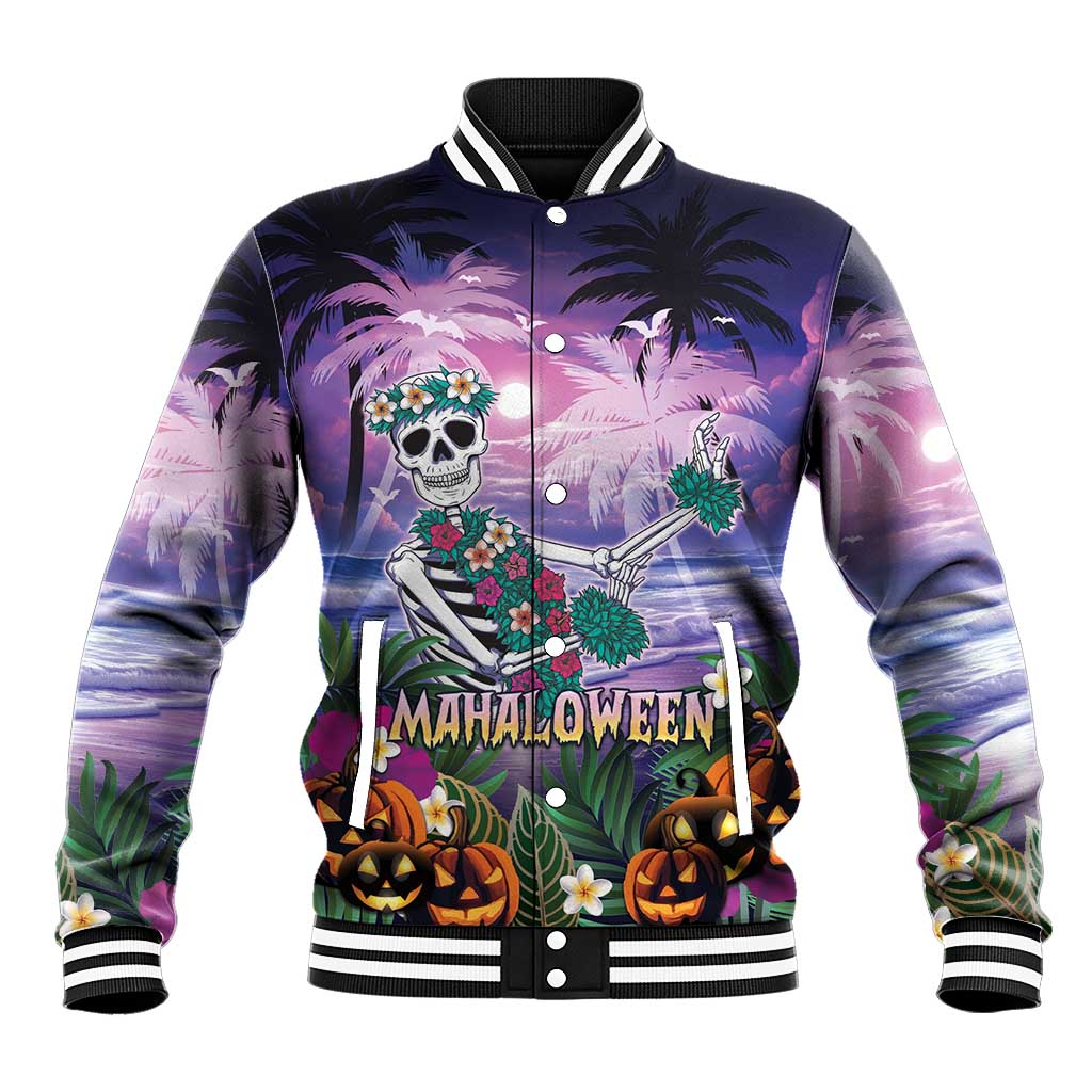 Happy Hulaween Baseball Jacket Mahaloween Skeleton Dancing