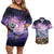 Happy Hulaween Couples Matching Off Shoulder Short Dress and Hawaiian Shirt Mahaloween Skeleton Dancing