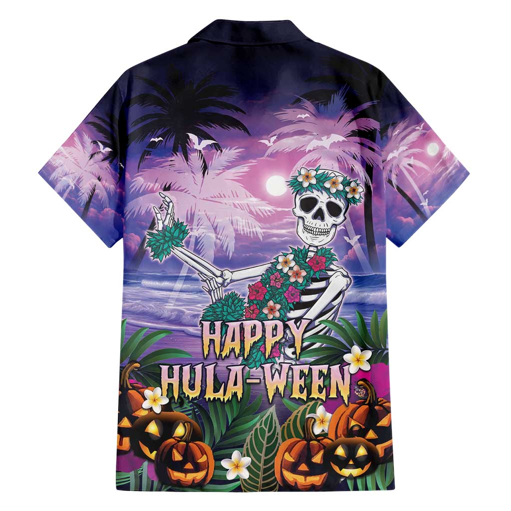 Happy Hulaween Family Matching Puletasi and Hawaiian Shirt Mahaloween Skeleton Dancing