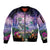 Happy Hulaween Sleeve Zip Bomber Jacket Mahaloween Skeleton Dancing