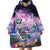 Happy Hulaween Wearable Blanket Hoodie Mahaloween Skeleton Dancing