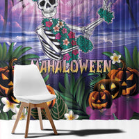 Happy Hulaween Window Curtain Mahaloween Skeleton Dancing
