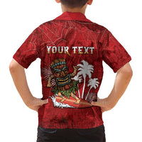 Personalised Aloha Halloween Family Matching Long Sleeve Bodycon Dress and Hawaiian Shirt Skeleton Surfing LT05 - Polynesian Pride