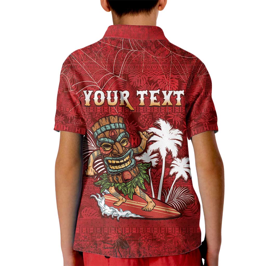 Personalised Aloha Halloween Kid Polo Shirt Skeleton Surfing