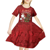 Personalised Aloha Halloween Kid Short Sleeve Dress Skeleton Surfing