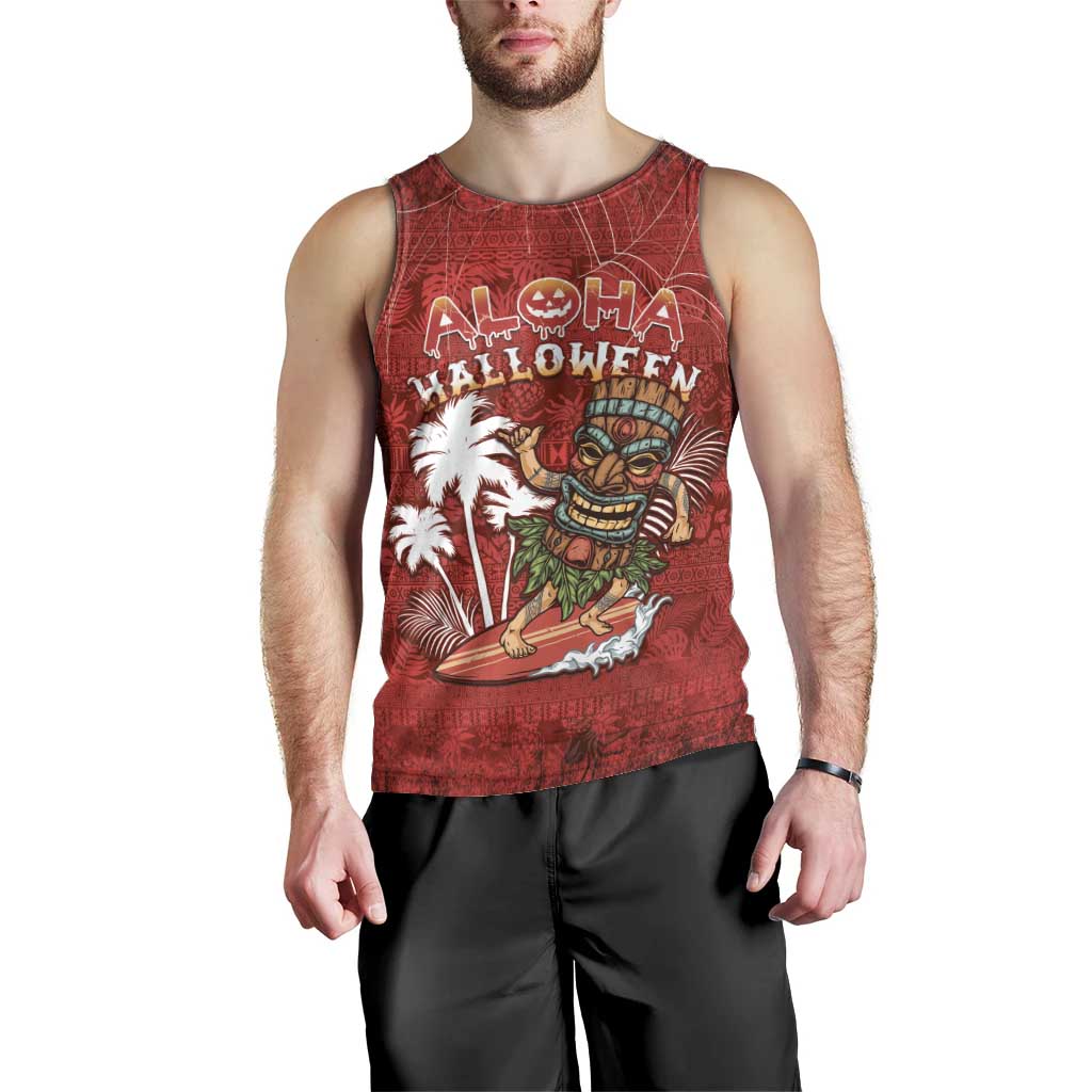 Personalised Aloha Halloween Men Tank Top Skeleton Surfing
