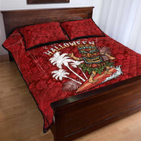Aloha Halloween Quilt Bed Set Skeleton Surfing