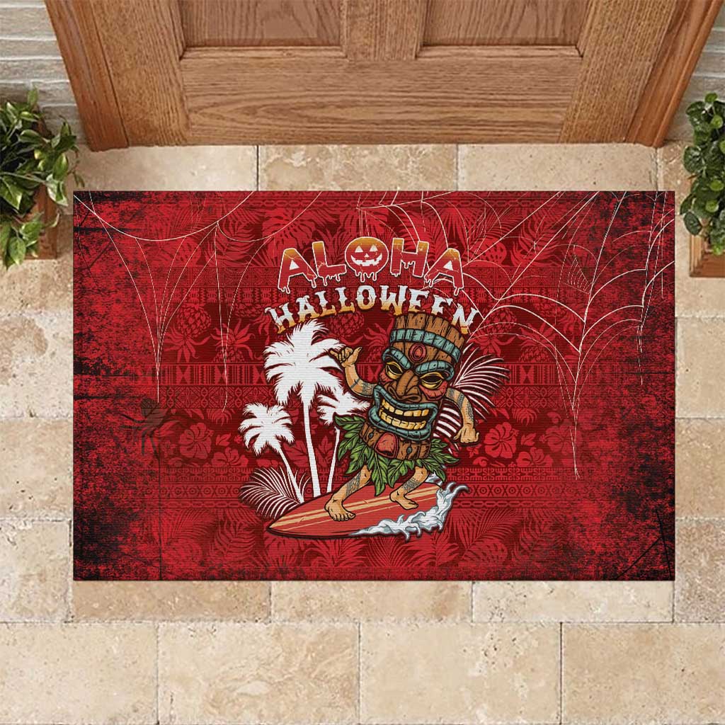 Aloha Halloween Rubber Doormat Skeleton Surfing