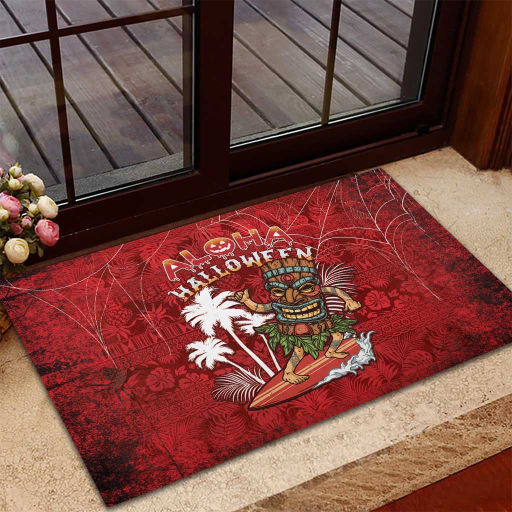 Aloha Halloween Rubber Doormat Skeleton Surfing