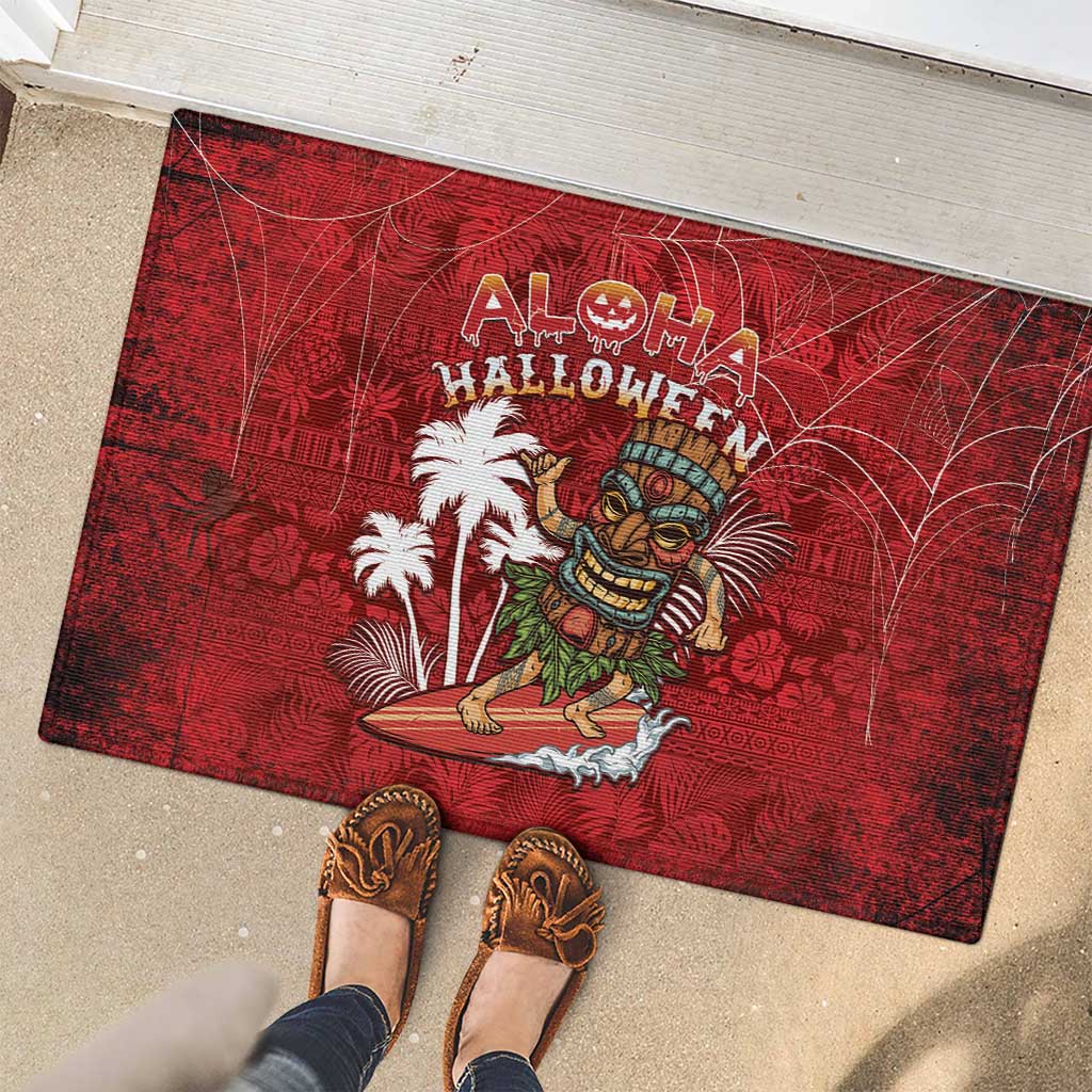 Aloha Halloween Rubber Doormat Skeleton Surfing