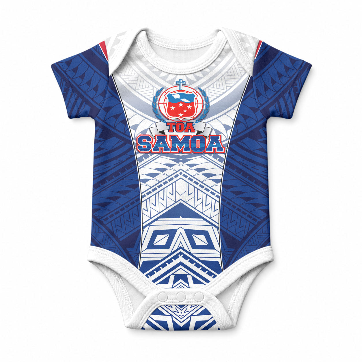 Custom Samoa Rugby Baby Onesie 2023 Pacific Championships Polynesian Pattern LT05 Blue - Polynesian Pride