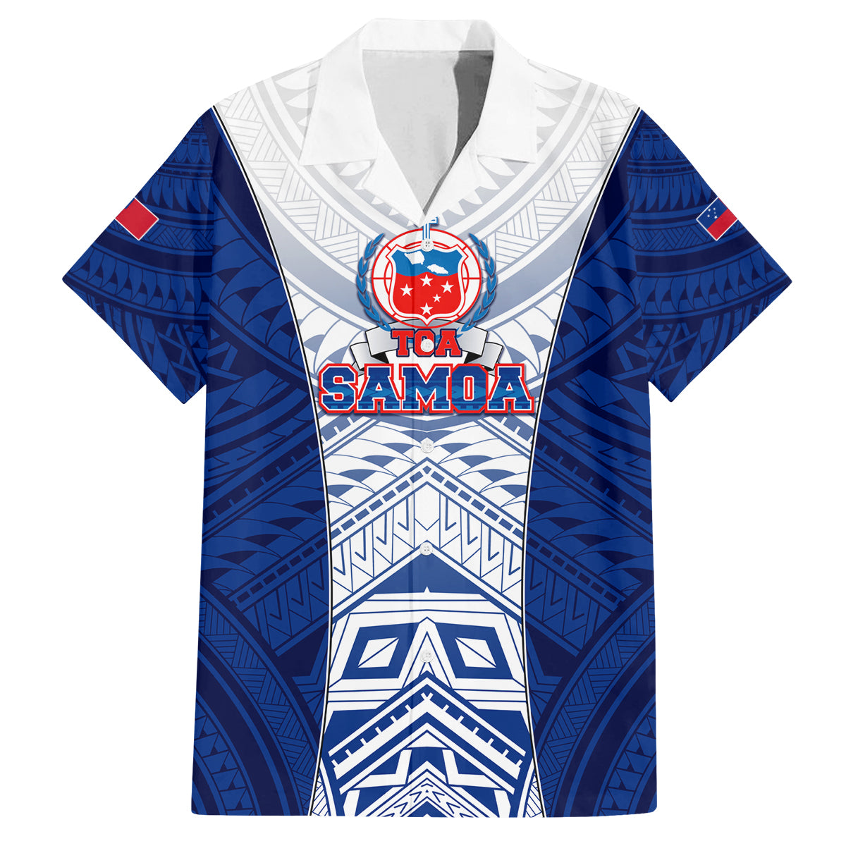 Custom Samoa Rugby Family Matching Off Shoulder Maxi Dress and Hawaiian Shirt 2023 Pacific Championships Polynesian Pattern LT05 Dad's Shirt - Short Sleeve Blue - Polynesian Pride