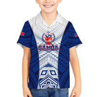 Custom Samoa Rugby Family Matching Summer Maxi Dress and Hawaiian Shirt 2023 Pacific Championships Polynesian Pattern LT05 Son's Shirt Blue - Polynesian Pride