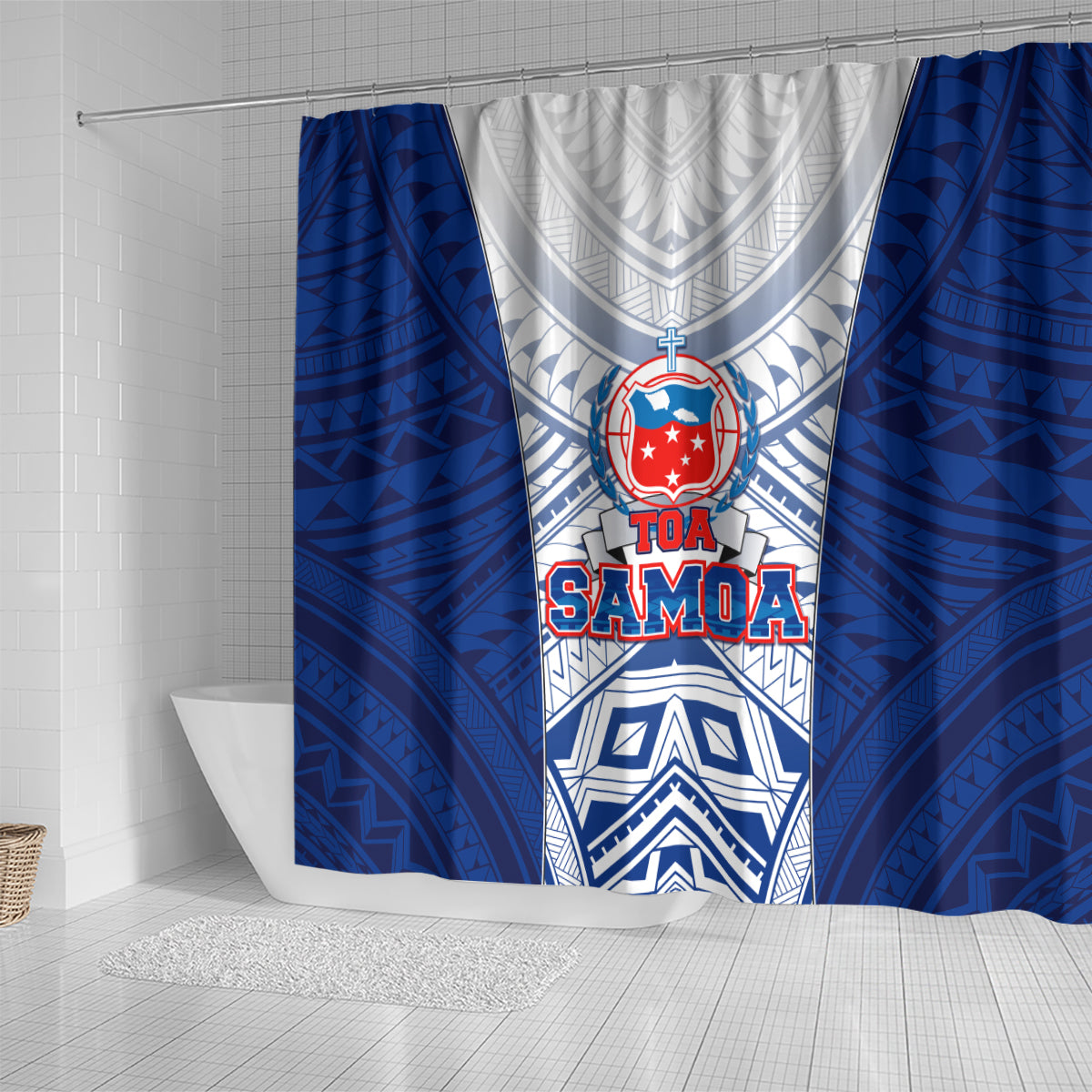 Samoa Rugby Shower Curtain 2023 Pacific Championships Polynesian Pattern LT05 - Polynesian Pride