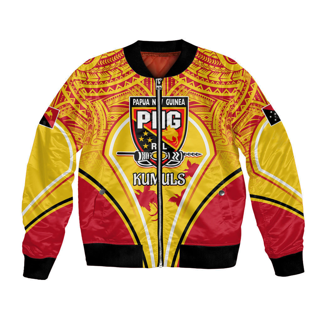 Custom Papua New Guinea Rugby Bomber Jacket 2023 Pacific Championships The Kumuls LT05 Unisex Yellow - Polynesian Pride