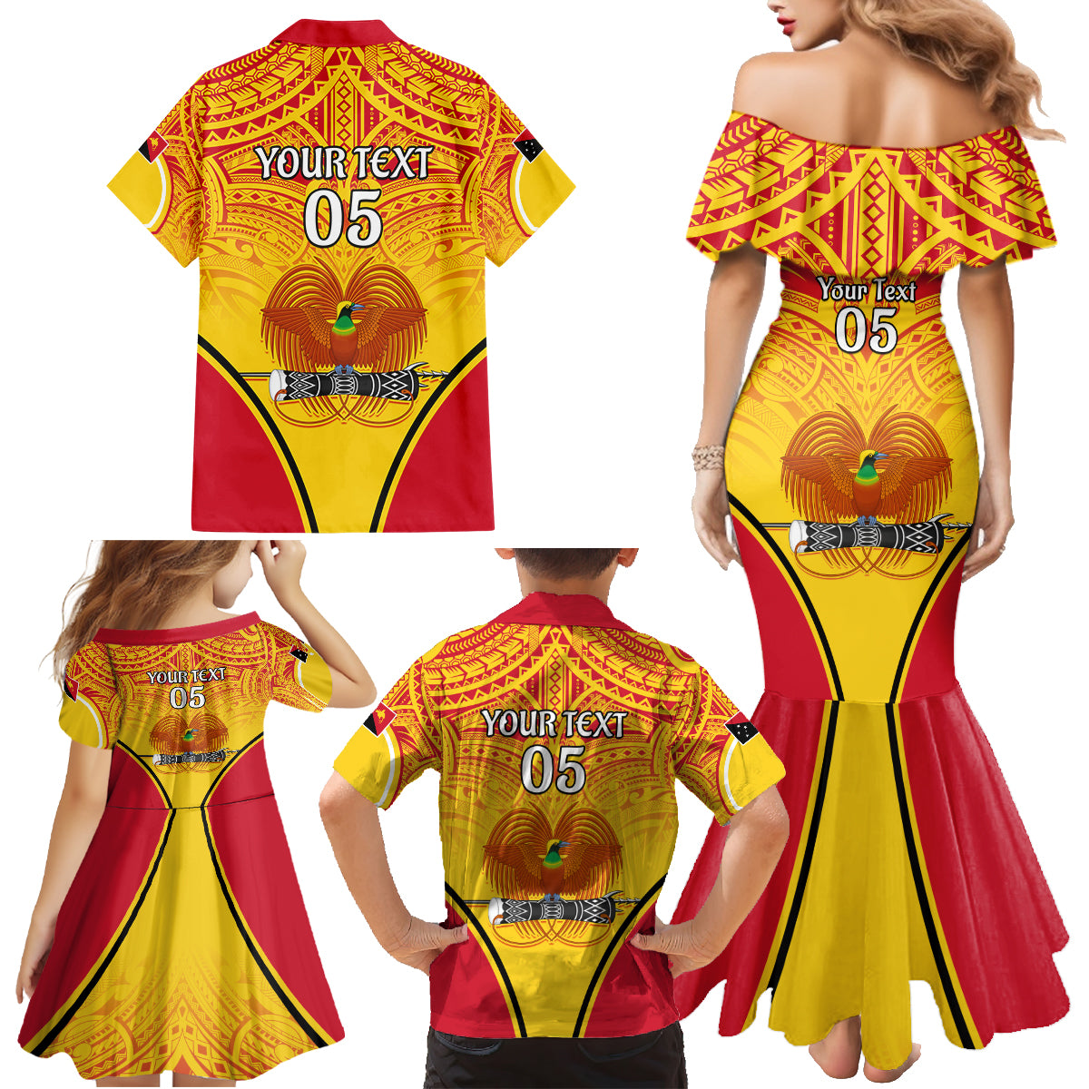 Custom Papua New Guinea Rugby Family Matching Mermaid Dress and Hawaiian Shirt 2023 Pacific Championships The Kumuls LT05 - Polynesian Pride